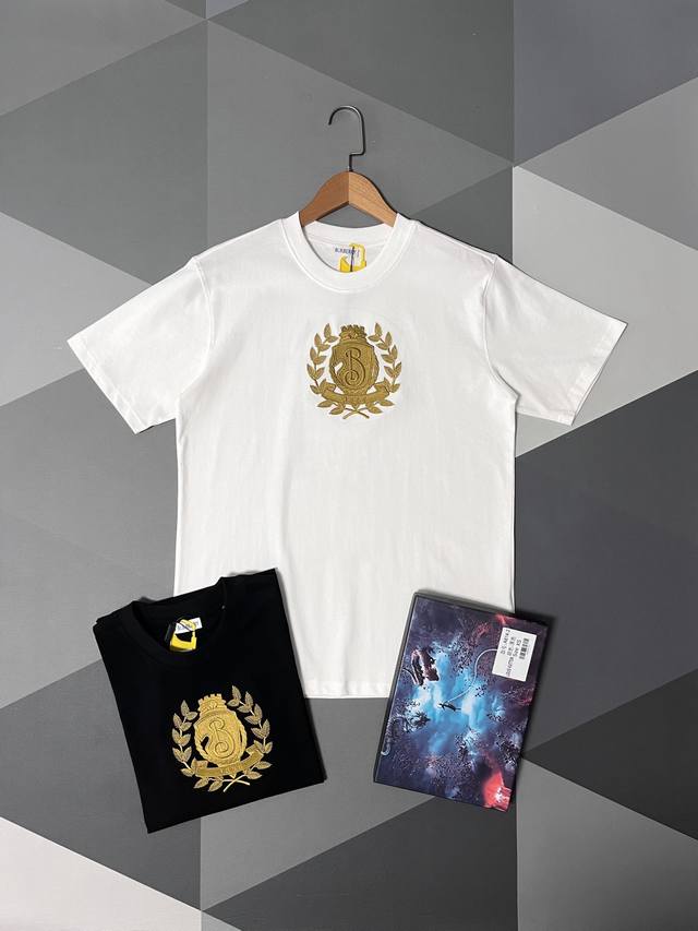 Boxed short-sleeved 2025Ss spring and summer Burberry wheat ear logo short-sleev