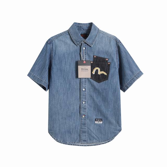 Evisu Fukushin 2025 Spring New Men's Large M Printed Short Sleeve Shirt 2Eshtm5D