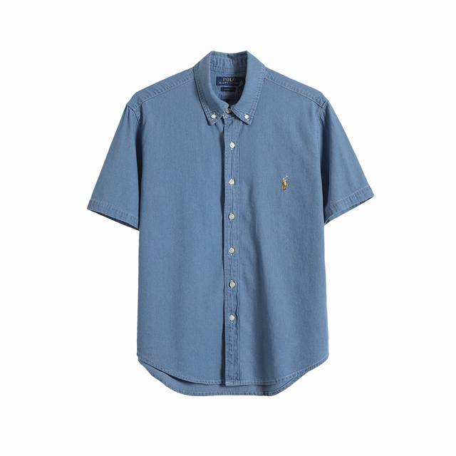 Ralph Lauren solid color fashionable and versatile classic washed denim short-sl