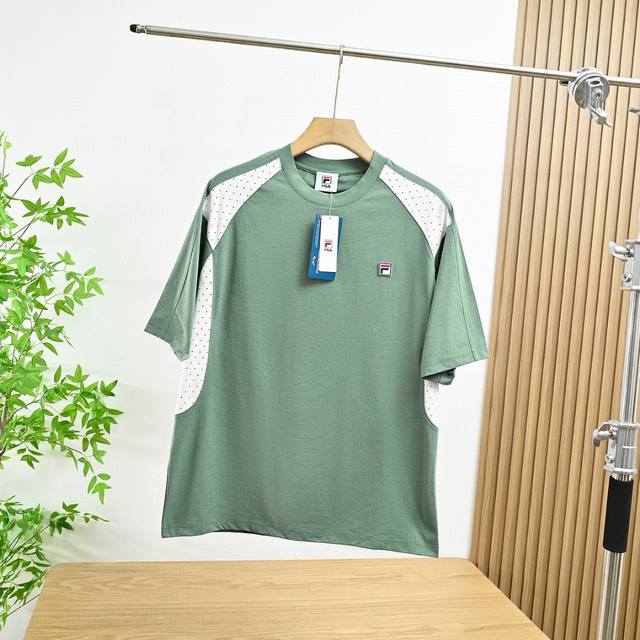 New Fila2025 summer men's contrasting pure cotton Polo top sports casual short-s