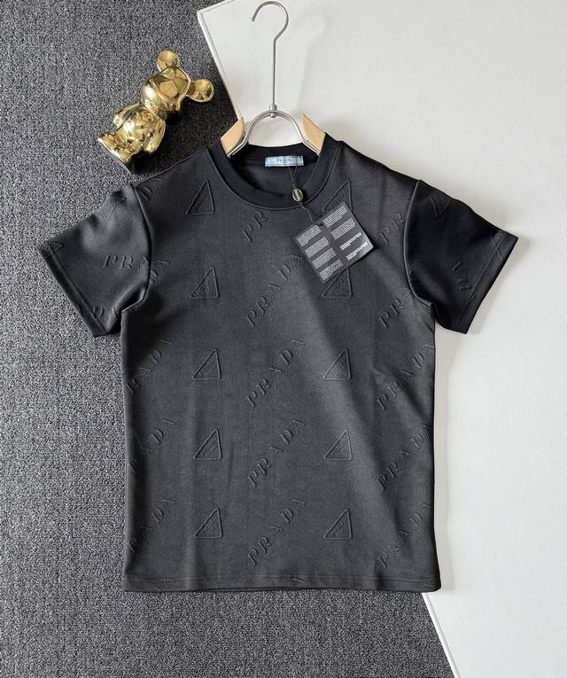 High quality Prada 3D convex dark pattern jacquard T-shirt! exclusive new produc