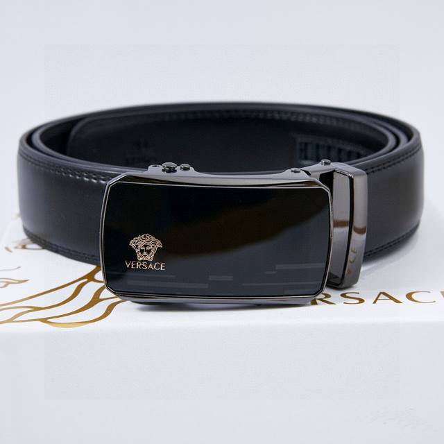 The original Versace Versace mirrored automatic smooth buckle high-quality belt