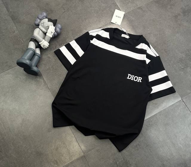 Fashion brand Dior Dior printed craft couple short-sleeved T-shirt! : 240G doubl