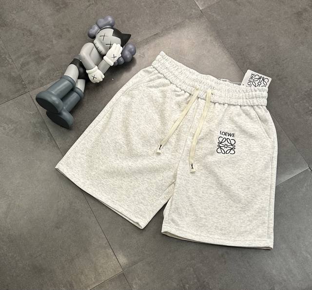 Fashion brand Loewe embroidered small logo drawstring shorts terry sweatpants sh