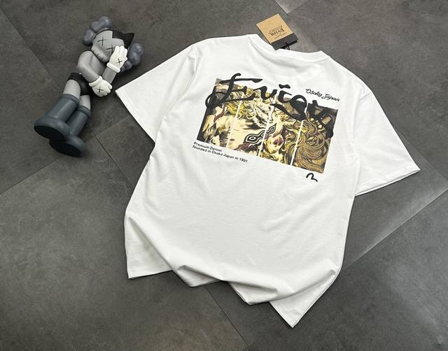 Evisu trendy brand Fushen back beast direct spray technology couple short-sleeve