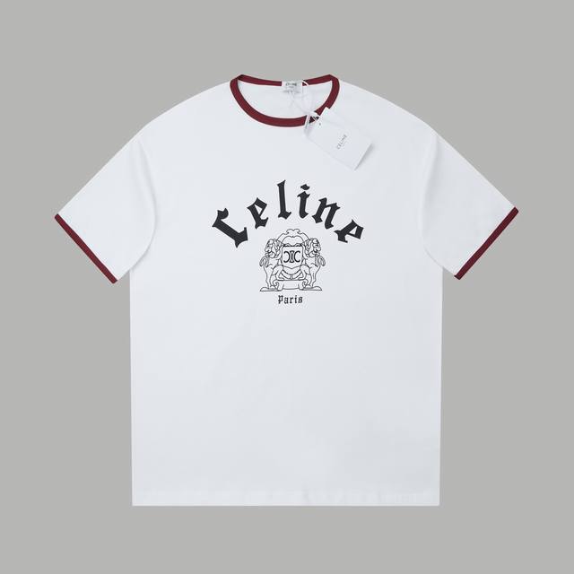 High version Celin* 25Ss early spring new letter print short sleeves Light luxur