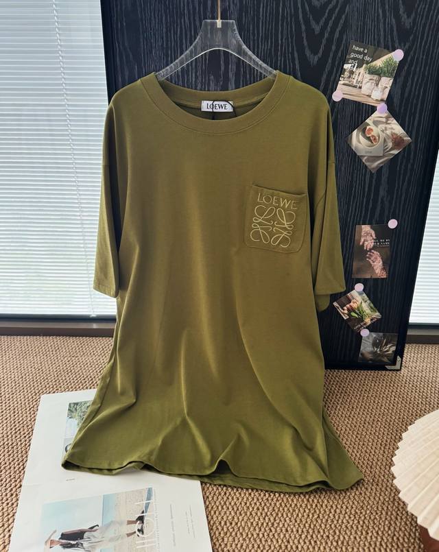 Price P: Product name: Loew* Avocado Green Pocket Embroidery Short Sleeve Size: