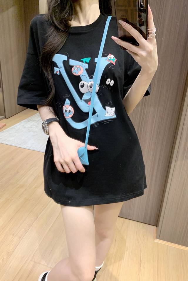 New arrival Louis Vuitto* Donkey cartoon letter short-sleeved T-shirt! Free bag