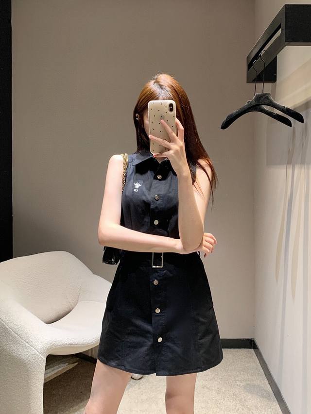 New arrival Dior Bee Shirt Dress The style is really slimming Black makes you lo