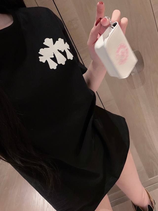 New arrival Chro* Hearts color changing foam T-shirt, with bag!! Color: Black Si