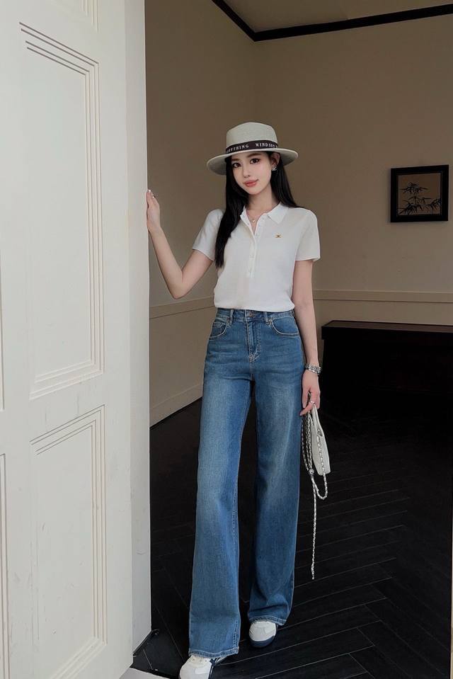 New arrival Loew* 25Ss classic pattern embroidered straight jeans It is simply a