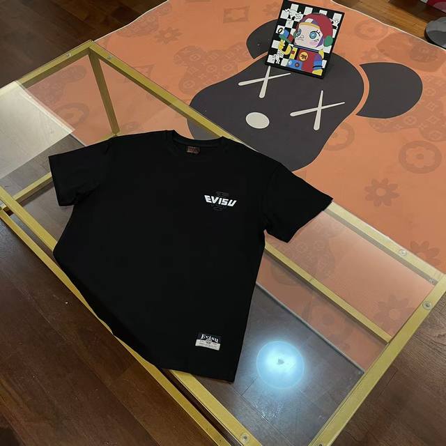 New arrival, Evisu Fushen 2025 new men's letter Fengshen short sleeve Color: Whi