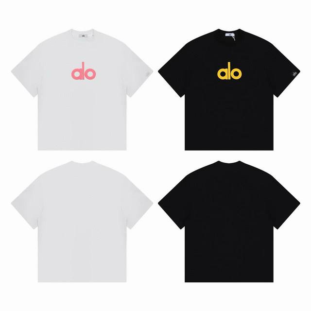 Alo Yoga solid color contrasting letter logo foam printing couple simple short-s