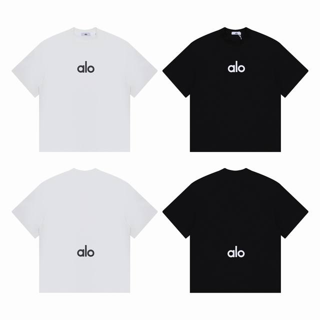 Alo Yoga solid color front and back letter logo couple simple short-sleeved T-sh