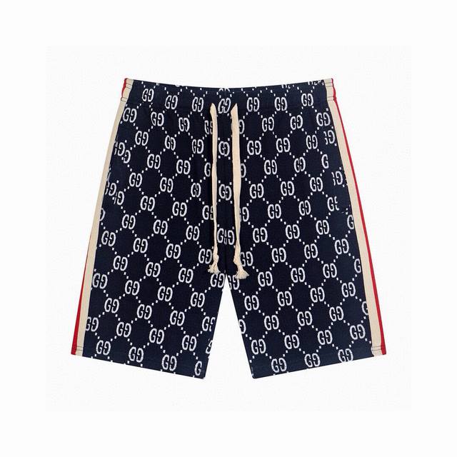 Gucci 2025Ss new dark blue jacquard couple casual shorts The highest version! Hi