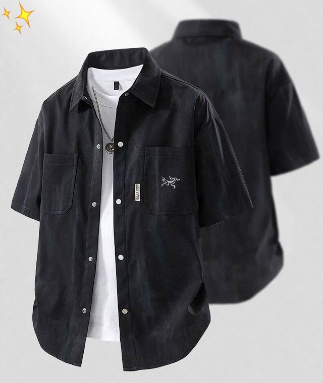 for Arctertx workwear multi-pocket shirt, simple and versatile patchwork short-s