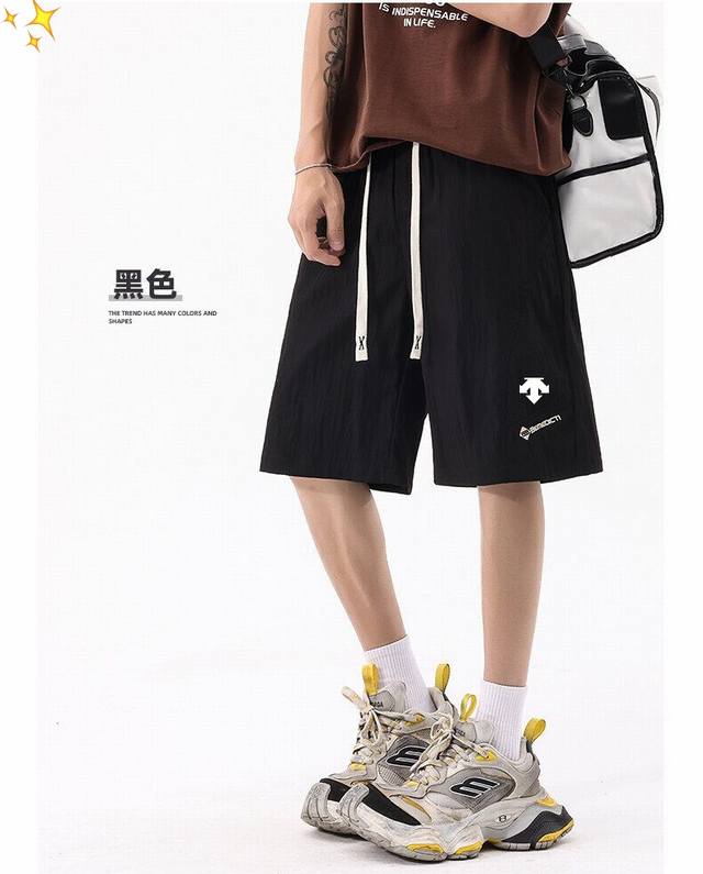for Descente men's 2025 summer new couple style classic thin loose straight spor