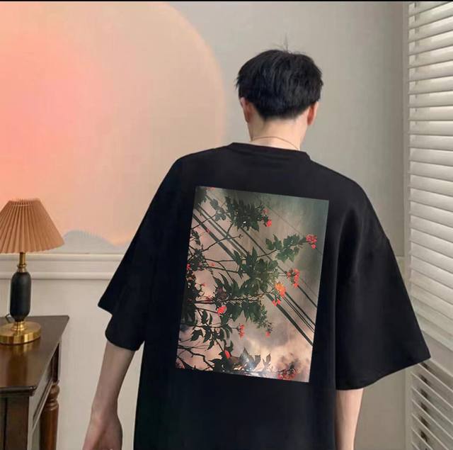 Fog Essentials floral round neck short sleeve half sleeve T-shirt The fabric is
