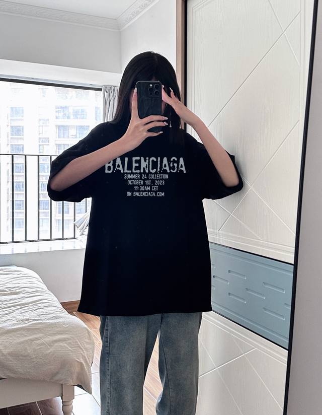 Balenciaga Korean style round neck short sleeve half sleeve T-shirt The fabric i