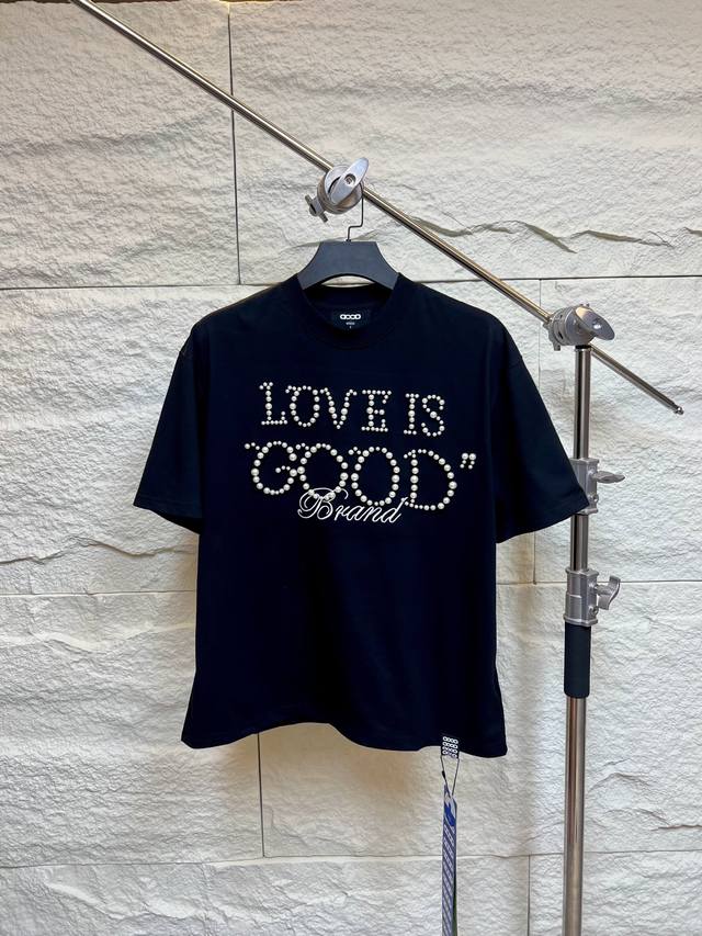 Top luxury handmade products | Good Brand pearl slogan logo short-sleeved T-shir