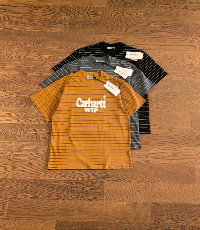 Carhartt Wip letter print striped round neck short sleeves Same style as Yang Mi