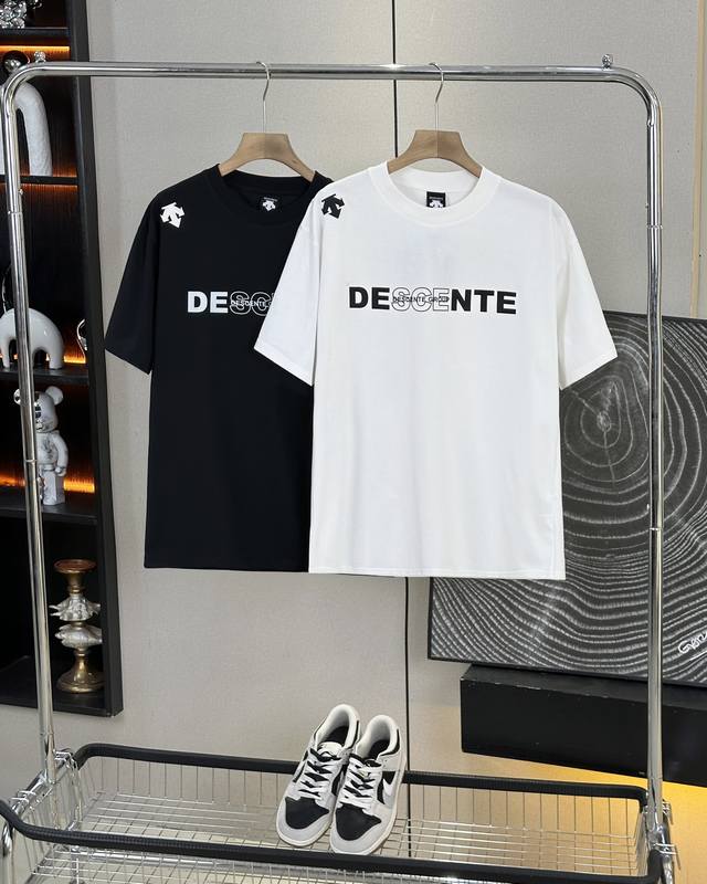Descente 25Ss new summer style short-sleeved couple's style with letter Logo on