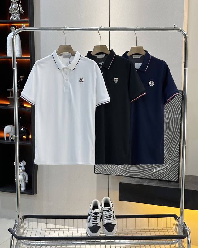 Moncler 25Ss new summer style chest embroidered small logo lapel Polo short-slee