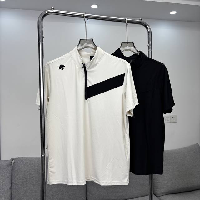 Descente summer new ice silk stand collar half zipper short sleeve suit Simple f