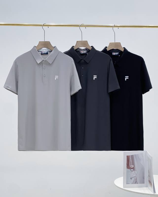 Here are the real photos of Fila's new men's business casual embroidered Polo sh