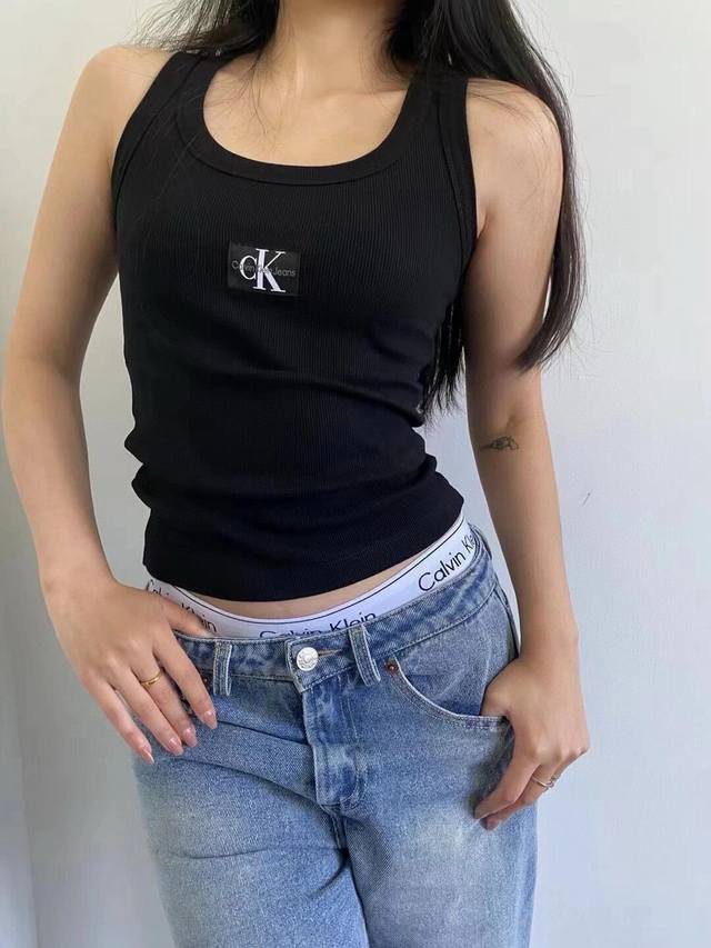 Calvin Klein Jeans Ck letter cloth label ribbed vest Style number: 25672302997 C
