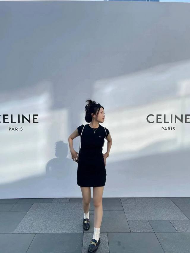 Calvin Klein Ck letter embroidered round neck short sleeve dress Style number: 2