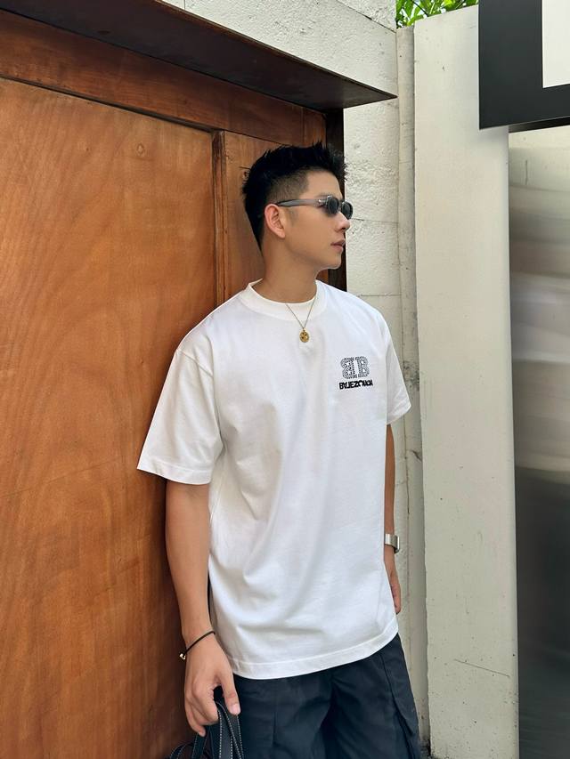 Balsenciaga 2025Ss hot diamond logo silicone letter couple casual short-sleeved