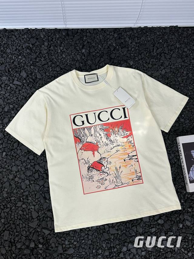Gucci 24Ss new summer children's pattern letter logo printed short-sleeved T-shi
