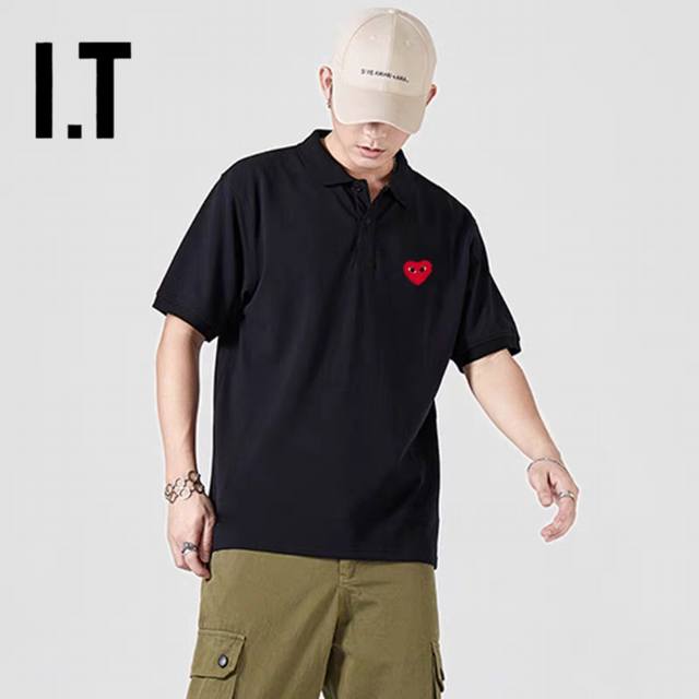 Play Kawakubo Rei Japanese summer love limited edition solid color couple Polo s