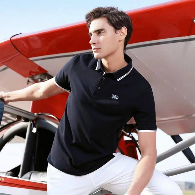 2025 new Polo shirts from overseas counters, B's classic five-color double-strip