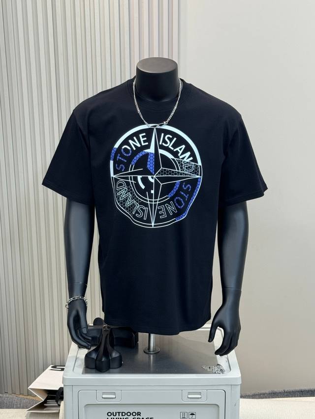 2233 Stone Island 25Ss chest compass cross logo printed couple short-sleeved T-s