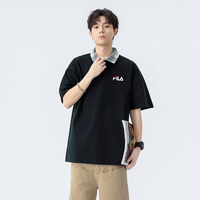 New arrival Fila overseas limited edition college style Polo short sleeves, same