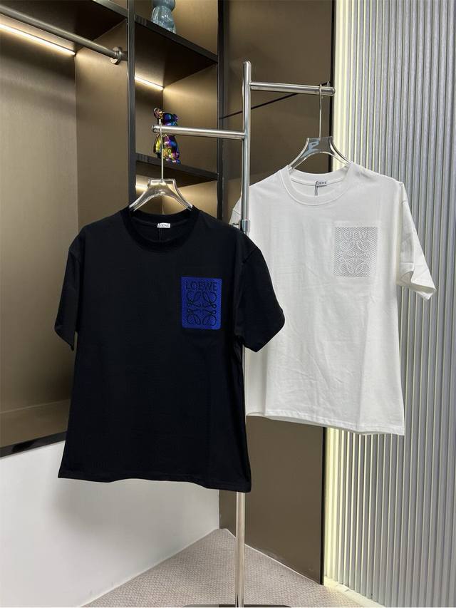 Loewe 2025Ss new high-density embroidery couple casual short-sleeved T-shirt The