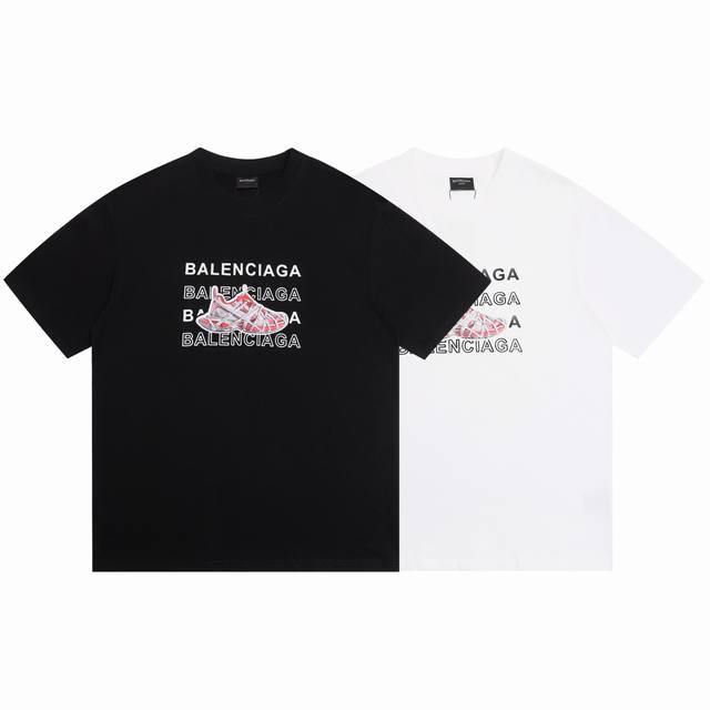 Balsenciaga 2025Ss silicone letter sneakers couple casual short-sleeved T-shirt