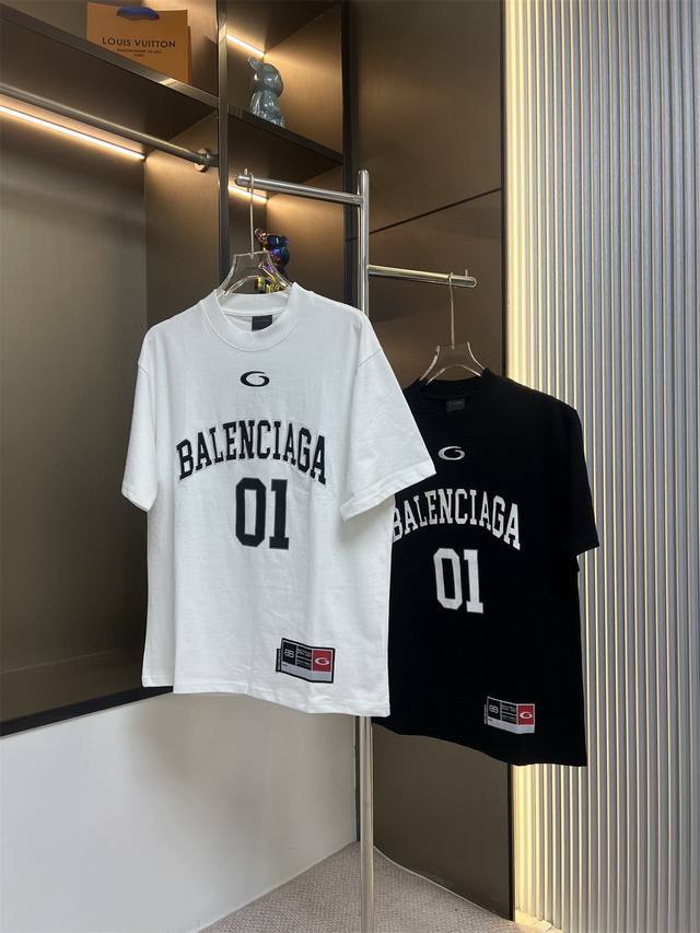 Balsenciaga 2025Ss new American letter twill fabric patch embroidery couple casu