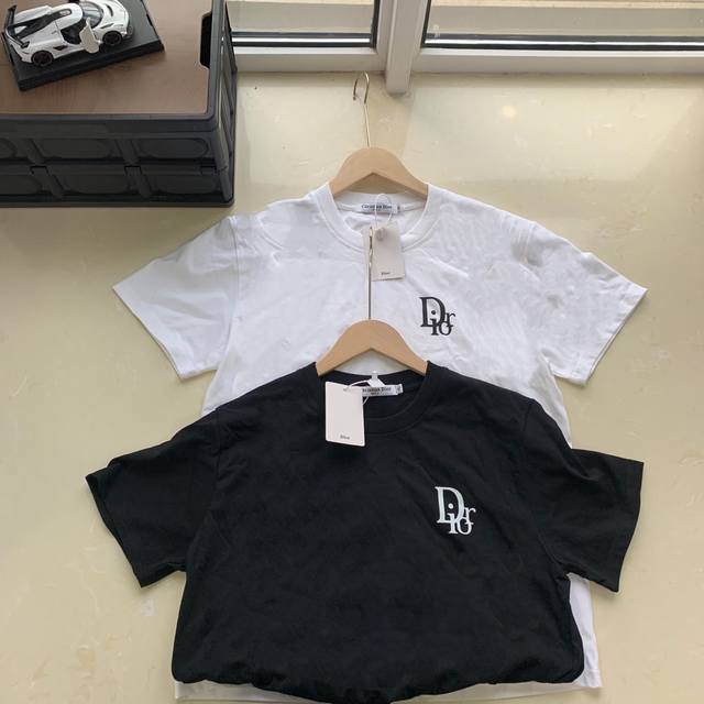 Dior basic style chest print round neck short sleeves official website consisten