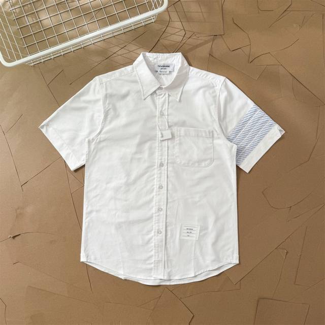 Tb new Oxford single-sleeve twill four-bar short-sleeved shirt T07 Thom Browne.