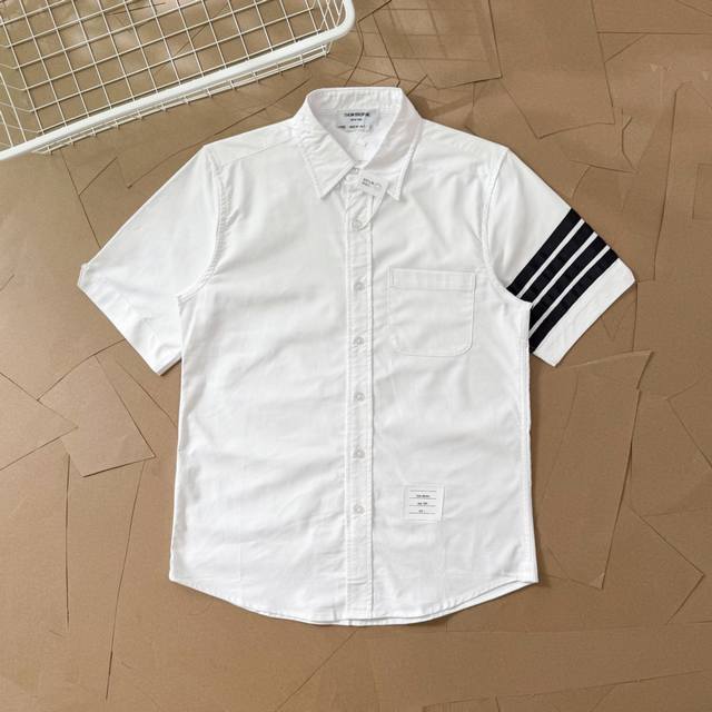 Tb summer sleeves black ribbon four-bar short-sleeved shirt T13 Thom Browne. Ame
