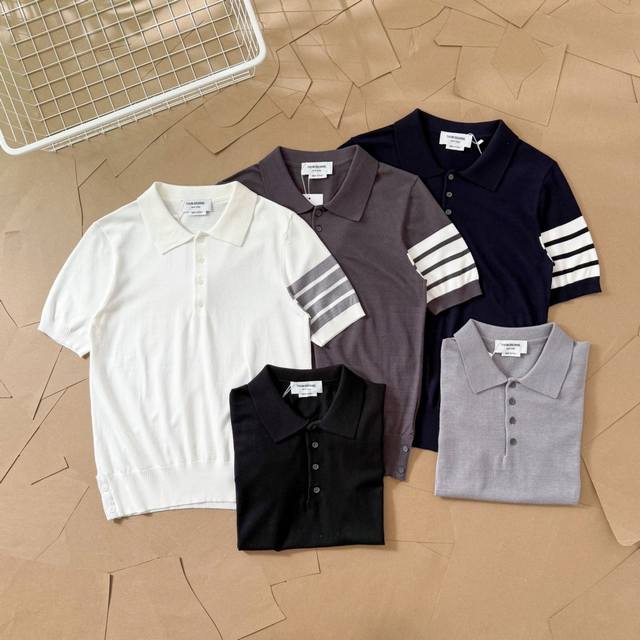 Tb ice silk wool sweater Polo shirt four-bar short sleeves M26 Thom Browne exclu
