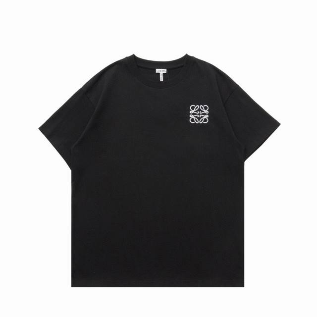 Top replica version Loewe classic small logo embroidered casual round neck short