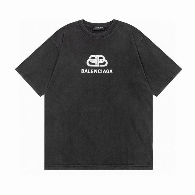 Washed black Balenciaga 2025 Ss classic lock print washed short-sleeved T-shirt