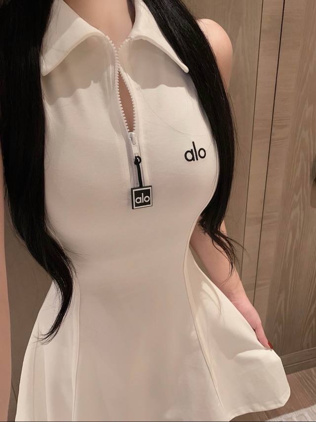 Alo letter embroidered half zip lapel sleeveless dress Style number: 25672706096