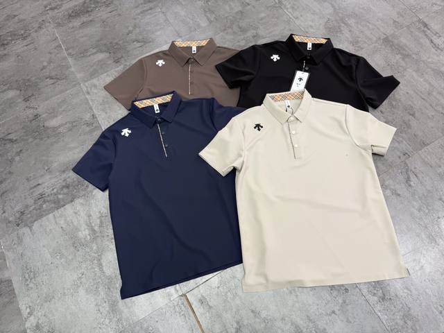 Descente Men's Waffle Ice Silk Seamless Polo Neck T-shirt Size: L Xl 2Xl 3Xl 4Xl