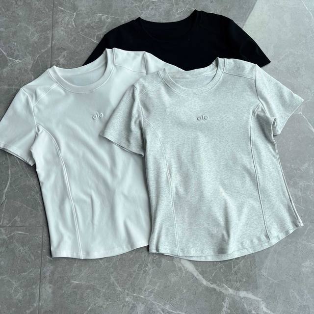 Alo women's summer slim short sleeve Fabric: 95% cotton, 5% spandex A must-have