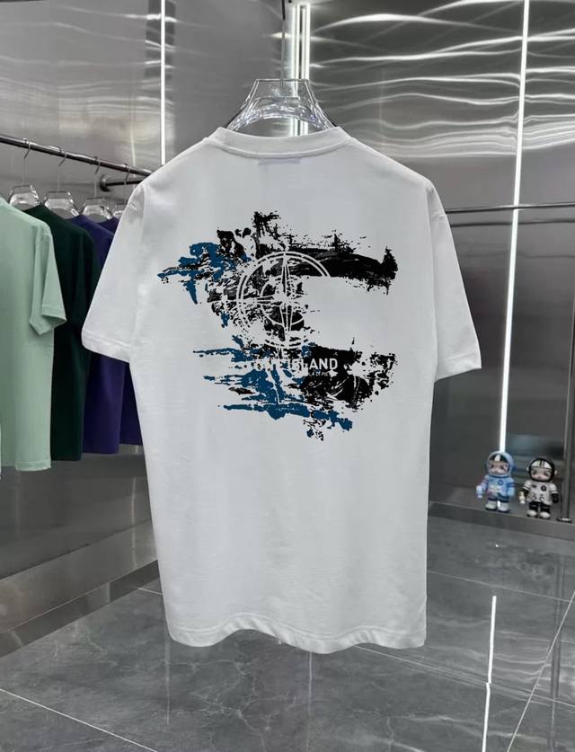 Stone Island series counter retro couple print short-sleeved T-shirt with droppe